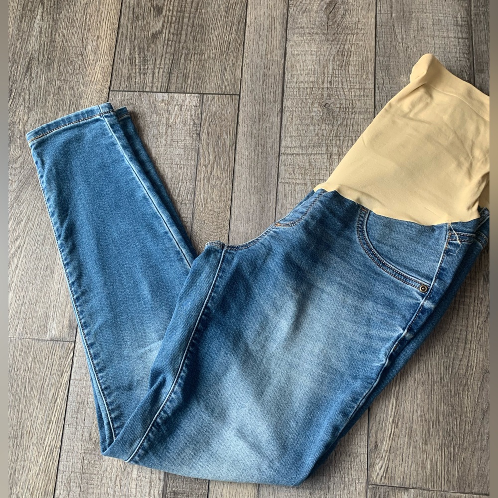Maternity Jeans with Beige Panel